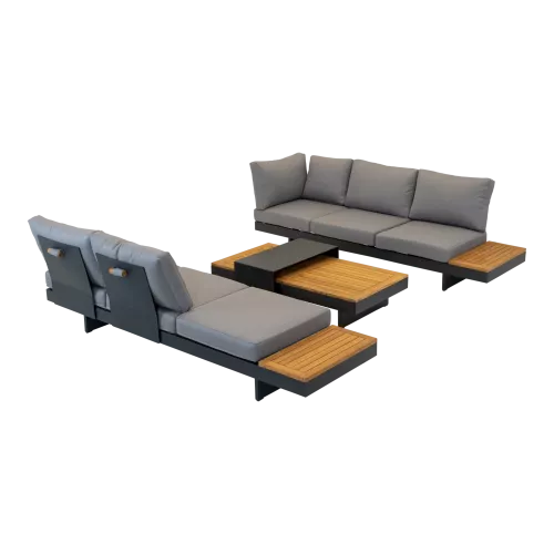 In And OutdoorMatch Loungeset - Ligfunctie - FSC Teak - 3-delig (105887)