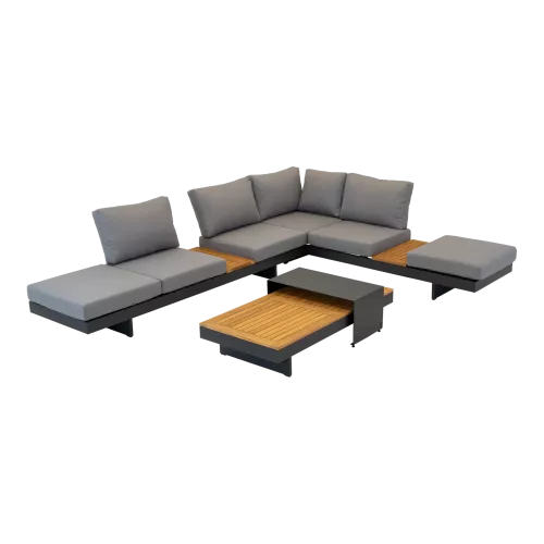 In And OutdoorMatch Loungeset - Ligfunctie - FSC Teak - 3-delig (105887)