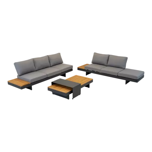 In And OutdoorMatch Loungeset - Ligfunctie - FSC Teak - 3-delig (105887)