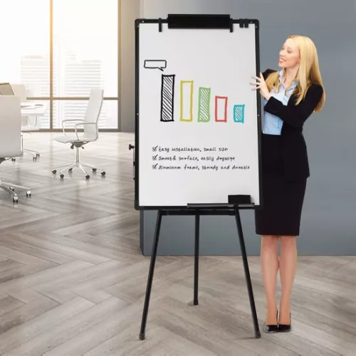 ShopEighty8 ShopEighty8 - Flipchart - Whiteboard Flipchart - Whiteboardstandaard - Magnetisch whiteboard - Verstelbare standaard - 3 standen - Antislip - Compleet met alle accessoires - Zwart (6150655894807)