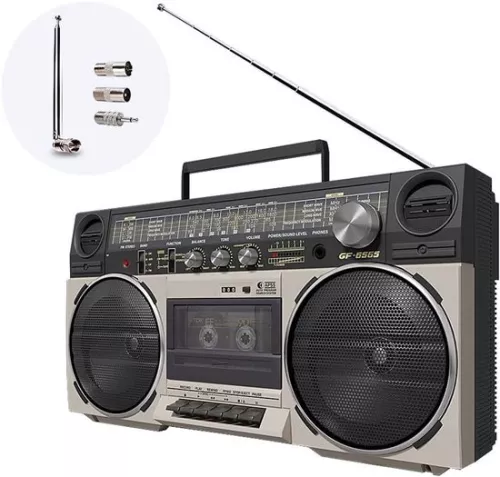 merkloos 7-delige telescopische DAB-radioantenne FM-antenne voor binnengebruik 75 Ohm F-type mannelijke stekker met 3 adapters voor tafelradio, hifi-, AV- en stereo-ontvanger, mini-systeem (8785322946268)