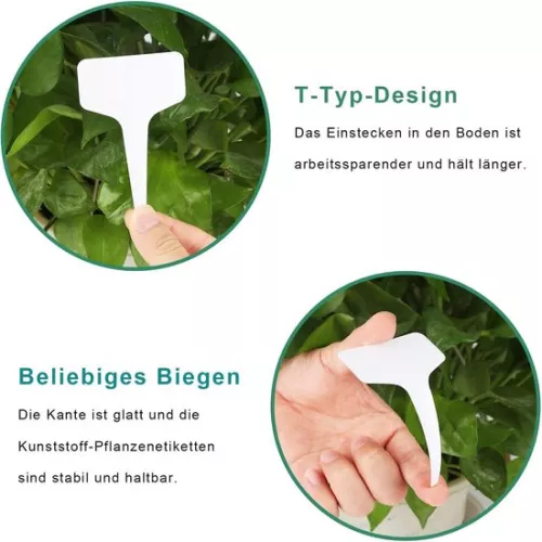 merkloos Buitenplantenborden - Verpakking van 100, weerbestendige plastic etiketten voor het schrijven op groenten, kruiden en bloemen (zwart) (8785322606957)