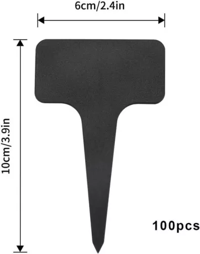 merkloos Buitenplantenborden - Verpakking van 100, weerbestendige plastic etiketten voor het schrijven op groenten, kruiden en bloemen (zwart) (8785322606957)