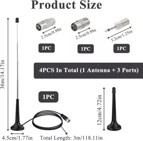 merkloos DAB/FM-tunerantenne - Telescopische binnenantenne met magnetische voet (8785322965733)