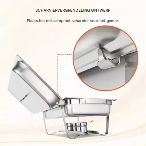 Happyment Happyment Warmhoudplaat - 8L - Serveerschaal - Warmhoudschaal - Buffetschaal - 2 schalen - Warmhoudschaal (8721085153734)