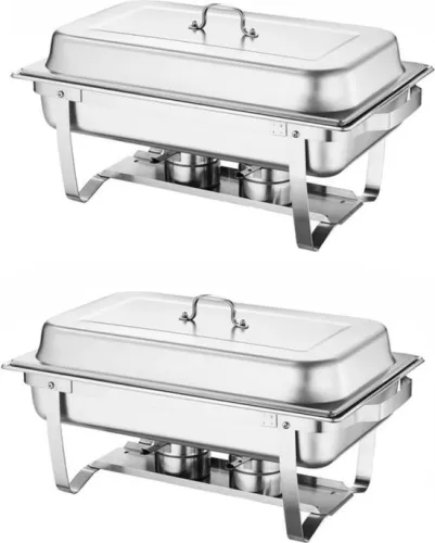 Happyment Happyment Warmhoudplaat - 8L - Serveerschaal - Warmhoudschaal - Buffetschaal - 2 schalen - Warmhoudschaal (8721085153734)