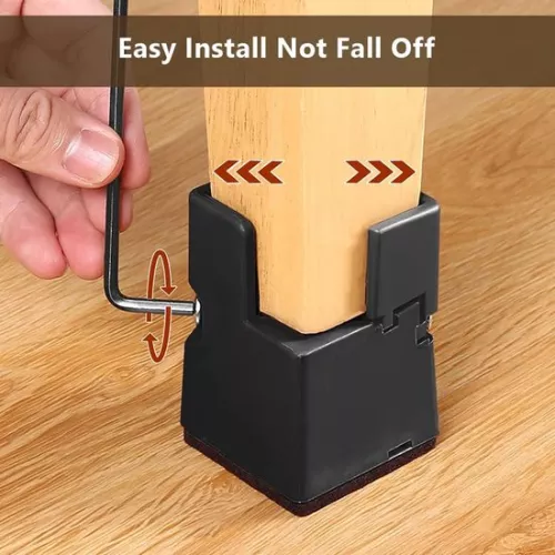 merkloos Meubelverhogers 5 cm, bedverhogers met verstelbare schroefklem, slaapbanktafels, robuuste verhogers voor vierkante of ronde bankpoten, pootdiameter 2,5-4 cm, draagvermogen tot 9070 kg (6221148472571)