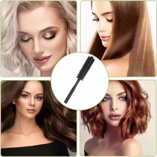 merkloos Kleine ronde föhnborstel - krulborstel voor haar - 1 stuk - zwart - wildzwijnharen (9509358936470)