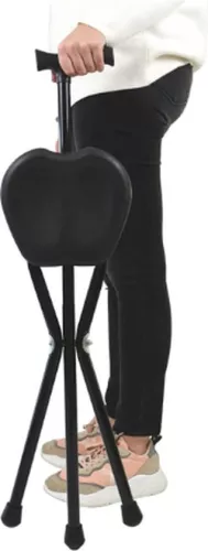 merkloos Wandelstok met zitje - Wandelstok met zitje - Wandelstok - Opvouwbaar - Wandelstok en stoel - Hoogte 87 cm - Zwart (8721022416977)