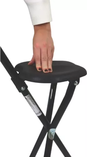 merkloos Wandelstok met zitje - Wandelstok met zitje - Wandelstok - Opvouwbaar - Wandelstok en stoel - Hoogte 87 cm - Zwart (8721022416977)