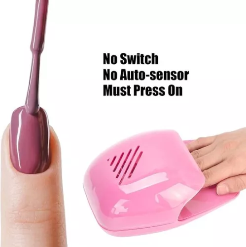 merkloos Professionele nagelventilatordroger - Draagbare op batterijen werkende nagellakgeldroger - Manicuretool voor thuissalon - Roze (8785305088275)