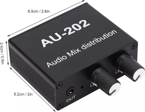 merkloos 2-in-2 out Mini Audio Mixer Line Mixer - Klankbord Muziekconsole Power Stereo met Voedingsadapter . (8785309138099)