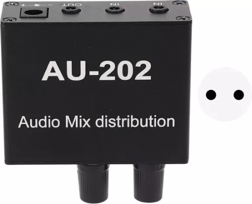 merkloos 2-in-2 out Mini Audio Mixer Line Mixer - Klankbord Muziekconsole Power Stereo met Voedingsadapter . (8785309138099)