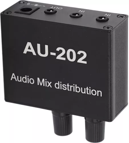 merkloos 2-in-2 out Mini Audio Mixer Line Mixer - Klankbord Muziekconsole Power Stereo met Voedingsadapter . (8785309138099)