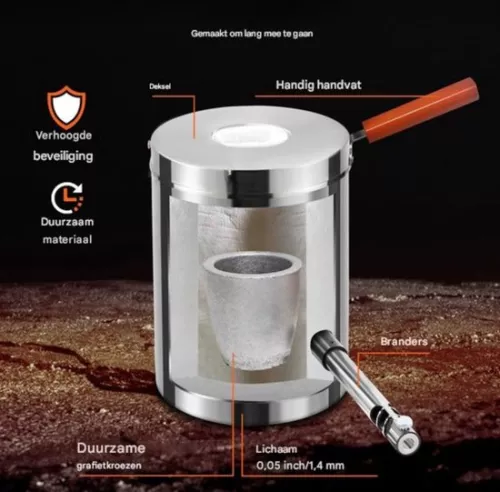 merkloos Propaangasovenset - Dubbele branders - Smeltkroes - 12 kg smeltoven (8721085150764)