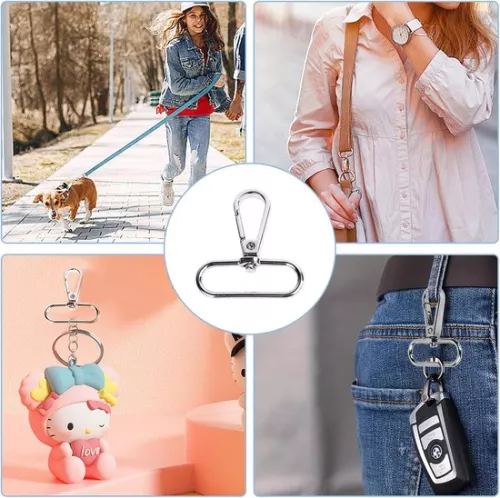 Karabijnhaak D-ringen - 20 stuks - zilver - 38 mm