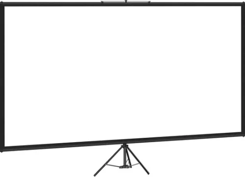 merkloos Draagbaar projectiescherm met standaard, 100 inch, 4K HD-resolutie, beeldverhouding 16:9, verstelbare hoogte, met polyester scherm en aluminium standaard (8721334168083)