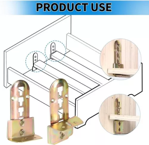 merkloos Bedconnectoren - Set van 8 voor lattenbodem - Verstelbare metalen houder met sloten (6152323664668)