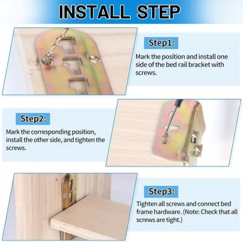 merkloos Bedconnectoren - Set van 8 voor lattenbodem - Verstelbare metalen houder met sloten (6152323664668)