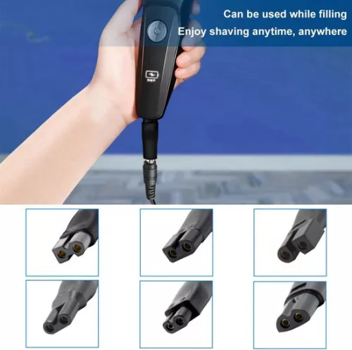 merkloos 5V USB C-voedingskabel voor scheerapparaat met 6 stekkers - Universele oplader (6151903458406)