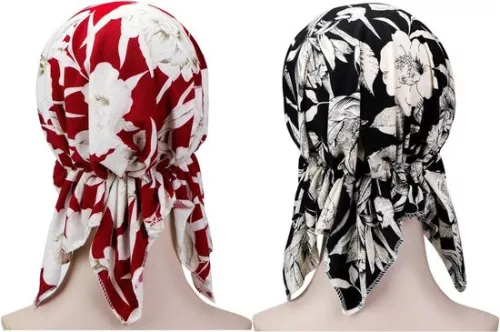 merkloos 2 stuks Chemo Hat Turban Beanie Voorgeknoopt Hoofddeksel voor Vrouwen - Inhoud toegevoegd (8785310946799)