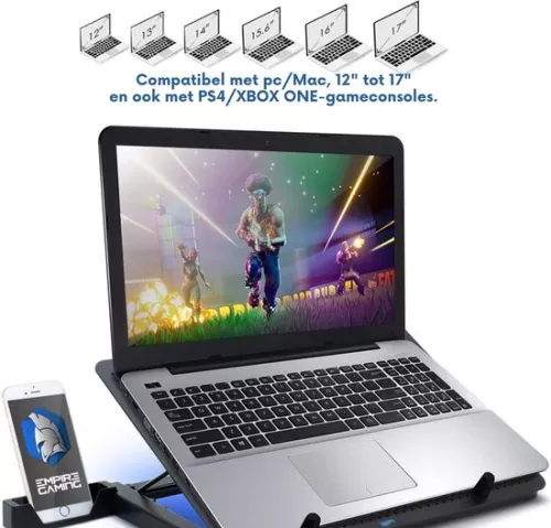 merkloos Laptopkoeler - Laptopkoeling - Ergonomisch - Stil - 12-17 Inch - Verstelbaar - Inclusief USB-poort - Achtergrondverlichting (6150710363392)