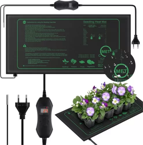 Warmtemat voor planten - Met thermostaat - 25 x 52 cm - 50W - Waterdicht - Groeimat - Verwarmingsmat voor planten - Groeimat voor planten - Kweekmat voor planten - Kweekmat