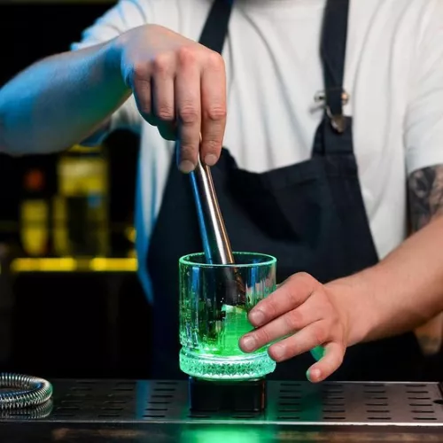 merkloos Cocktailmuddler van roestvrij staal voor drankjes op basis van munt - Professioneel barmangereedschap met ijscrusher - Mojito-muddler, ouderwetse cocktailprikker - Benodigde inhoud. (8785310497499)