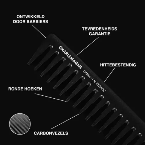 merkloos Premium Styling Comb Men - Onbreekbare Carbon Kam voor Haar en Baard - 19cm (9508554755526)