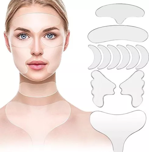 Herbruikbare siliconen borstrimpelpads - nekrimpelpleisters - voorhoofdpadset - decolletépad - oog-wangstick - Valentijnsdagcadeau