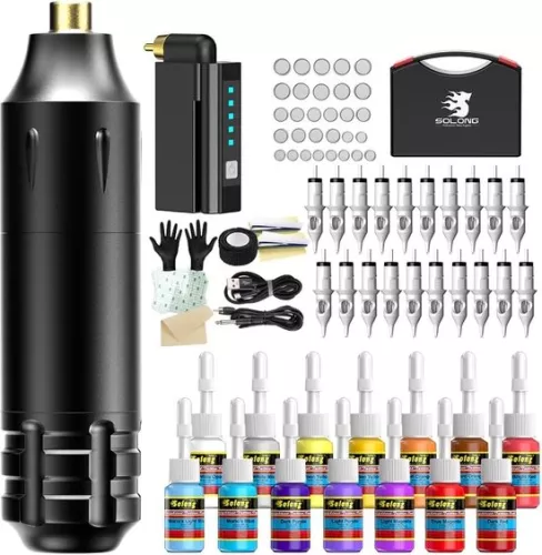 Tattoo Pen Machine Draadloze Batterij Tattoo cartridges Naalden Tattoo Ink Complete Tattoo Machine Kit 20-delig