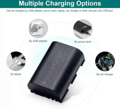 merkloos Oplaadbare batterij 2650mAh (2 stuks) compatibel met Canon EOS 5D2-5D3-5D4-5DS-5DSR-6D-6D-6D2-60D-60Da-7DMarkII-70D-80D-90D enz. (6152350665607)