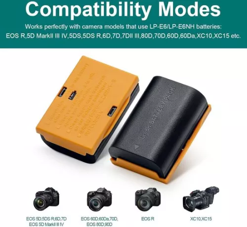 merkloos Oplaadbare batterij 2650mAh (2 stuks) compatibel met Canon EOS 5D2-5D3-5D4-5DS-5DSR-6D-6D-6D2-60D-60Da-7DMarkII-70D-80D-90D enz. (6152350665607)