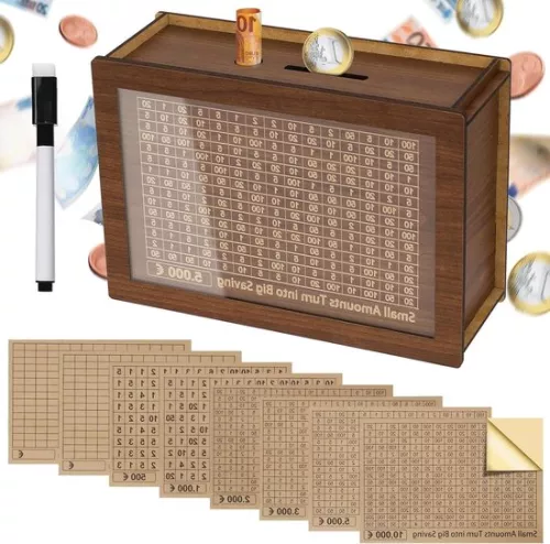 merkloos Spaarpot met stickers Spaarpot 5000€ Herbruikbare spaarpot met teller Spaaruitdaging voor kinderen en volwassenen Doel van 500-10000€ (6154123611675)