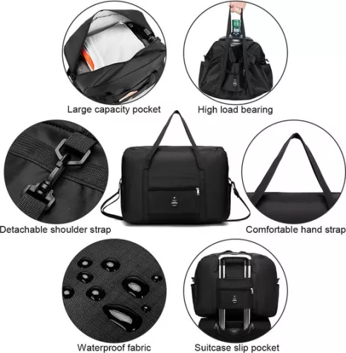 merkloos Opvouwbare handbagage 40x30x20 - Lichtgewicht reistas - Geschikt voor Transavia, Wizzair en Tui Airways (6152413960915)