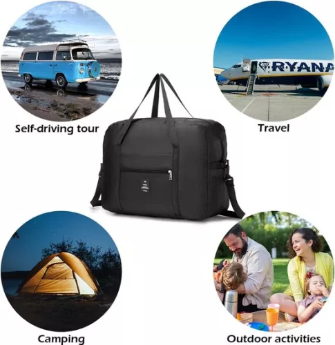 merkloos Opvouwbare handbagage 40x30x20 - Lichtgewicht reistas - Geschikt voor Transavia, Wizzair en Tui Airways (6152413960915)