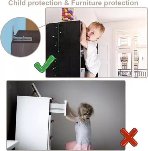 merkloos Anti-kantelmeubel zonder boren - Set van 8 - Muuranker, kindveilig - Anti-kantelhouder voor tv-meubels (8785310227980)