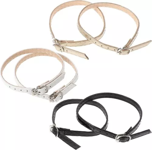 Enkelbandjes 6 stuks - Hoge hakken - Elastische verstelbare band - Vervangend leer - Schoenveteraccessoires - Zwart.