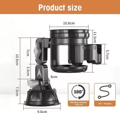 merkloos Multifunctionele zuignap bekerhouder voor auto, boot, kajak, surfplank en camper met verstelbare wandbevestiging (6152328592522)
