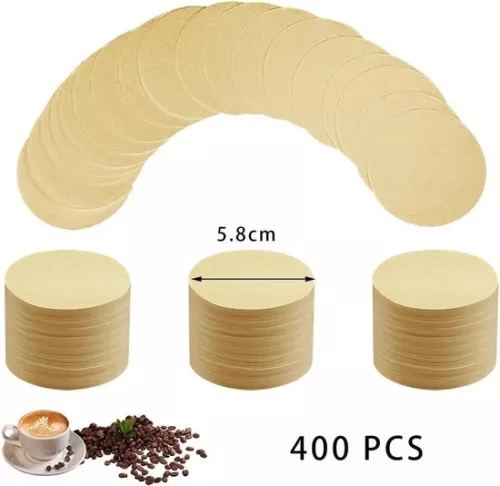 merkloos 400 stuks ronde koffiefilterpapieren 58 mm ongebleekte wegwerpfilters voor espressopapier voor koffiezetapparaten, thuis, café, bruin (6151833515538)