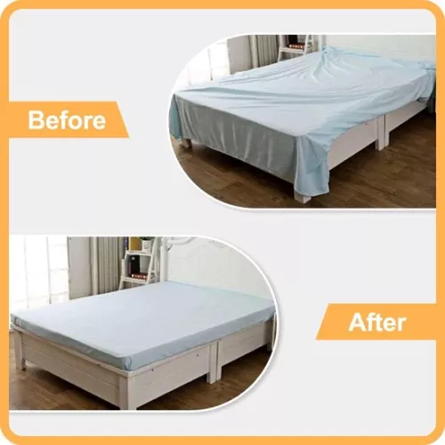 Merkloos Lakenhouders, 2 stuks verstelbare lange lakenhouders, stevige bedklemmen, grijpers en bretels voor alle vierkante matrassen, hoeslakens en vlakke lakens, zwart (6097654211290)