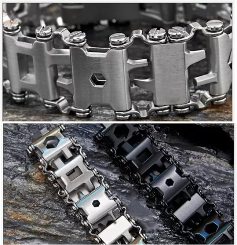 merkloos Multifunctionele outdoorarmband - 29-in-1 roestvrijstalen armband met schroevendraaier, blikopener, flesopener en moersleutel (6154107312352)