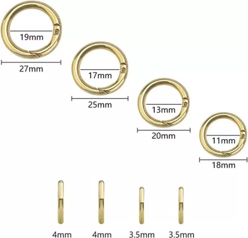 Merkloos Ronde karabijnhaak - Sleutelhangers en tassen - 24 stuks - Goud - Zinklegering (9505396897278)