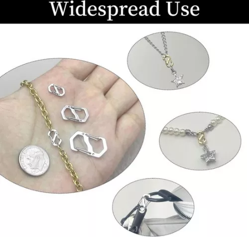 merkloos Kettingsluitingen van roestvrij staal - 12 stuks armbandsluitingen - Zilveren sluitingen voor armbanden met mini-karabijnhaken (8785304912557)