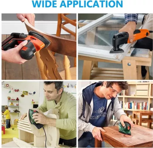 merkloos Schuurvellen | 50 stuks + schuurpapier Mouse schuurmachine | Vervangkoppen | Korrel 40/60/80/120/240 | Handschuurmachine Black and Decker Detail (8785304484443)