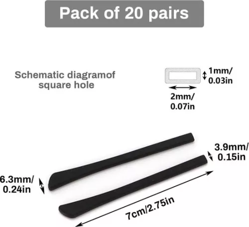 merkloos 20 paar siliconen gecoate eindkappen voor brillen - antislip tempelreparaties - zachte antislip coating - antislip tempels - tempels (6152350584588)