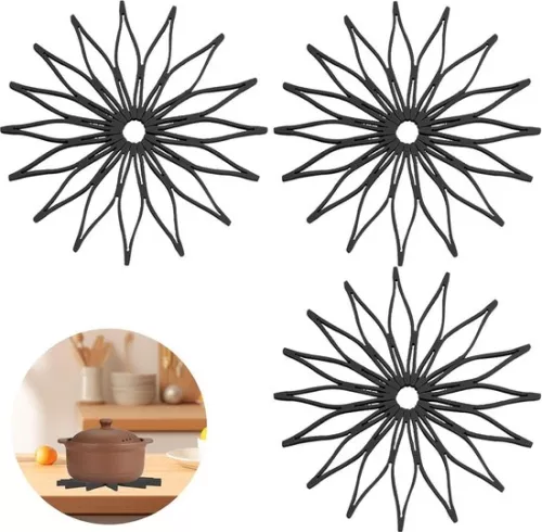 merkloos Siliconen onderzetters voor warme gerechten - antislip - hittebestendig - keuken - tafel - hete potten - pannen - 3 stuks (8785302705427)