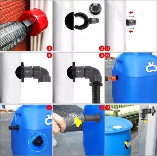 merkloos Regenwateropvangbak - regenton, aansluitset voor daken tot 80 m² - geschikt voor leidingen van 70 - 110 mm (6150832272206)