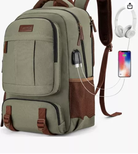 Laptoprugzak, schoolrugzak voor mannen en vrouwen, antidiefstalrugzak, duurzame computerschooltas voor 15,6/17,3 inch laptop met USB