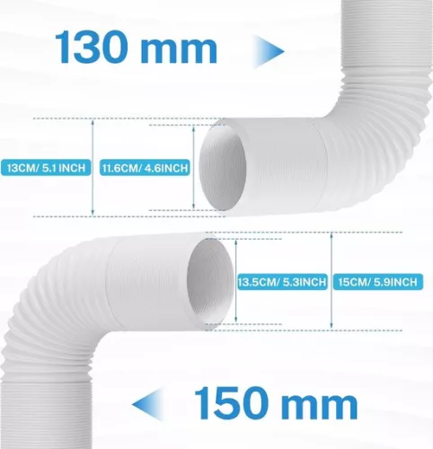 merkloos Luchtkanaalbuis van 150 mm - 1,5 m lengte - Flexibele PP-luchtkanaalbuis - Hittebestendig - Geschikt voor draagbare airconditioners (8785299880411)